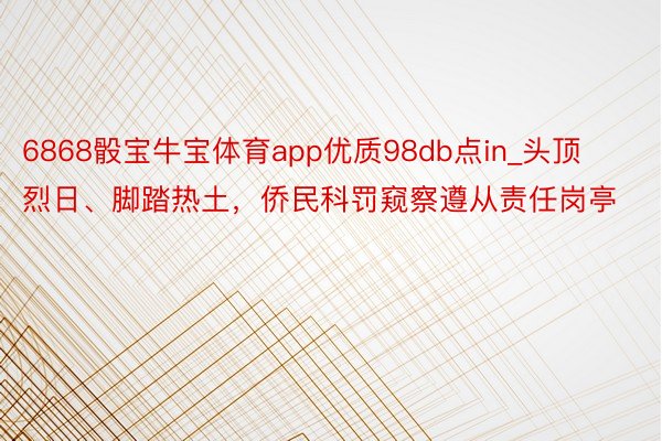 6868骰宝牛宝体育app优质98db点in_头顶烈日、脚踏热土，侨民科罚窥察遵从责任岗亭