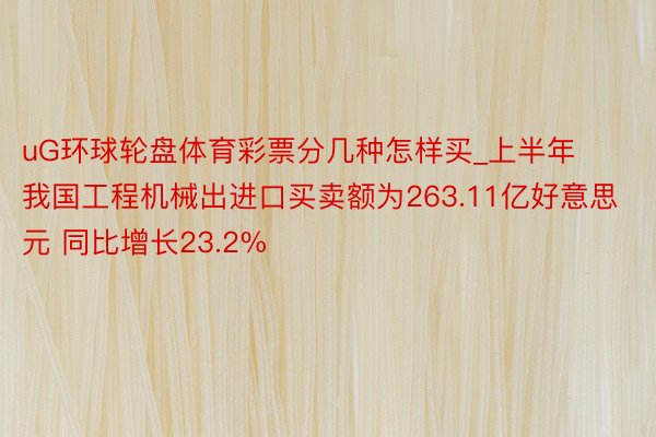 uG环球轮盘体育彩票分几种怎样买_上半年我国工程机械出进口买卖额为263.11亿好意思元 同比增长23.2%