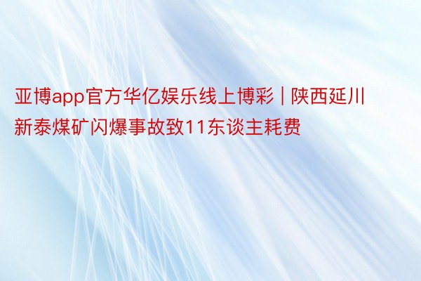 亚博app官方华亿娱乐线上博彩 | 陕西延川新泰煤矿闪爆事故致11东谈主耗费